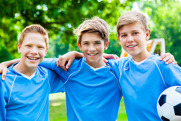 istock Confident soccer players before game 604351054