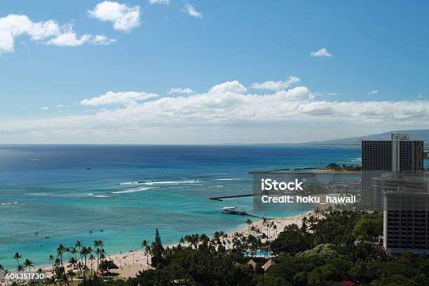 View Of Waikiki Beach Stock Photo - Download Image Now - Beach, Blue, Hawaii Islands