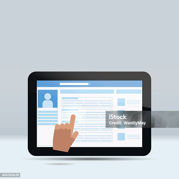 Computer Tablet With Hand And Social Network On Screen Stock ...