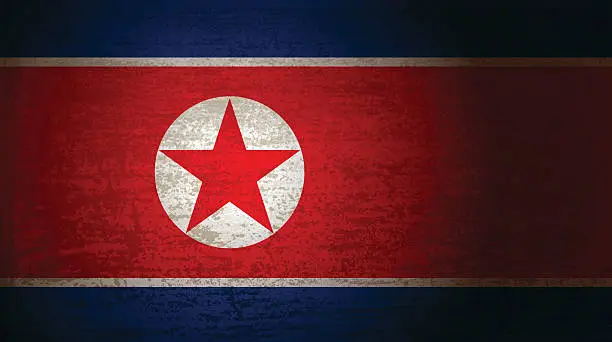 Vector illustration of North Korea flag with grunge texture