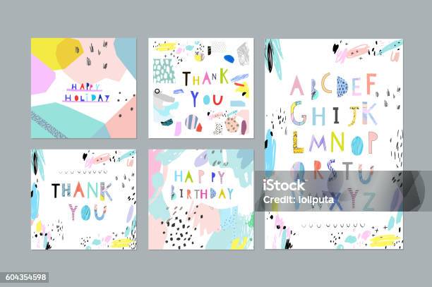 Thank You Happy Birthday Happy Holiday Cards And Posters Stock Illustration - Download Image Now
