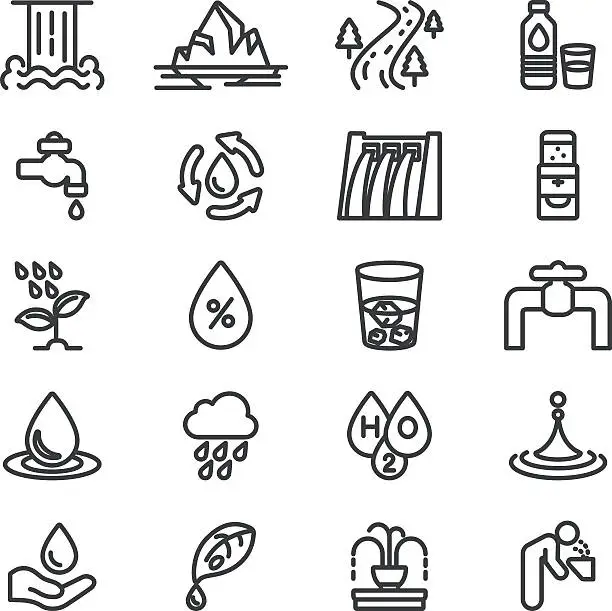 Vector illustration of Water H2O Line icons | EPS10