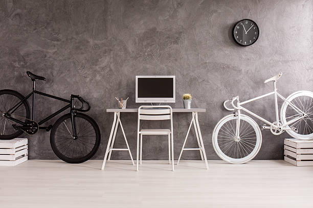 istock Room in black and white colors 604357056