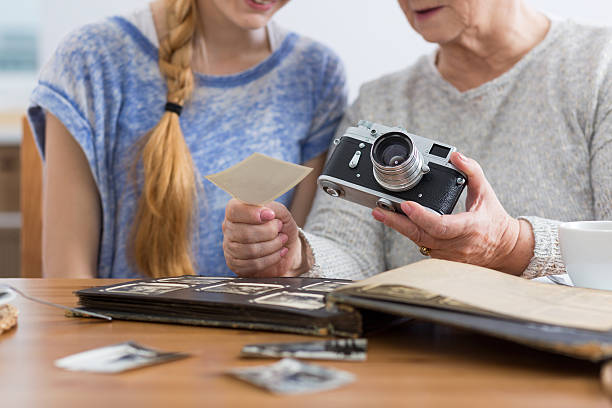 istock Delighted to hear about old family stories 604357226