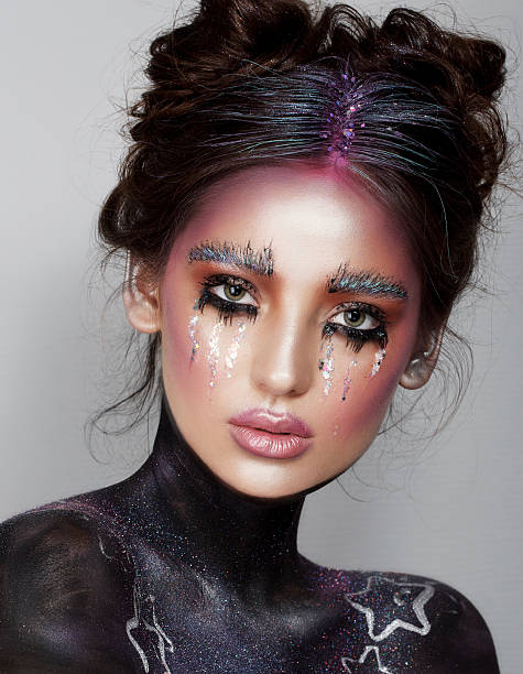 istock Art make up.Woman portrait with creative body- 604359202