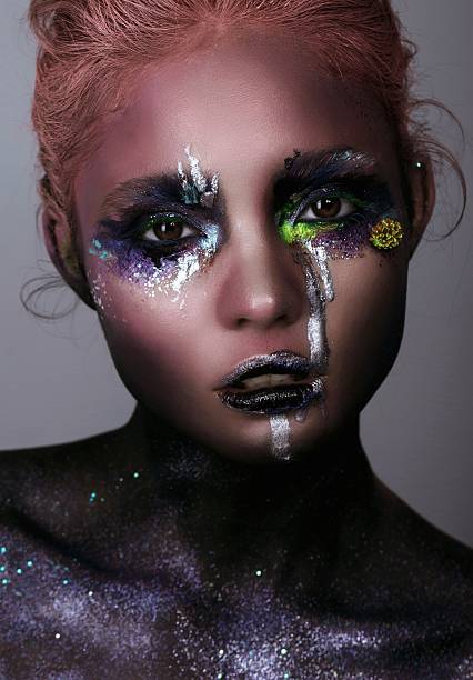 istock Art make up.Woman portrait with creative body- 604359420