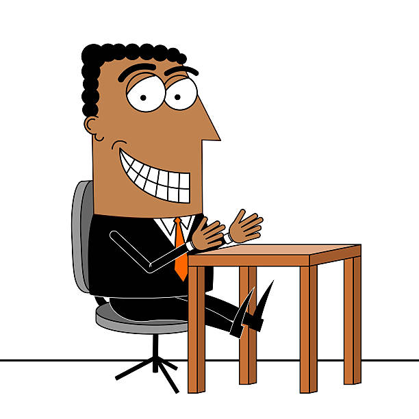 Professional 3D Male Judicial Judge. A male judge is standing with both of his hands raised and pointing upwards, while above his head there is a brightly lit light bulb, after he is approving one of his ideas. Cartoon