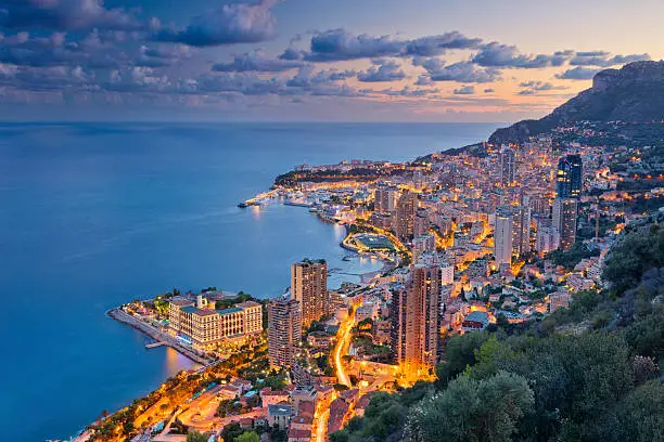 Image of Monte Carlo, Monaco during summer sunset.