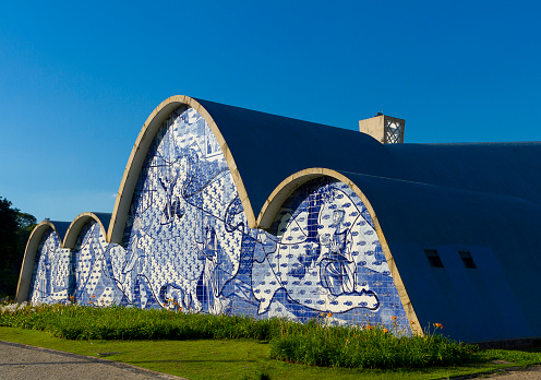Belo Horizonte, MG, Brazil - 22 November 2012. An exterior view of the church of St. Francis of Assisi in Belo Horizonte, Brazil. Designed by Oscar Niemeyer is known as the Church of Pampulha.
