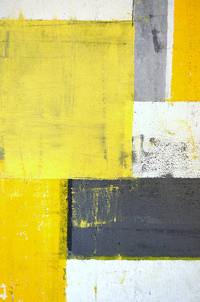 istock Grey and Yellow Abstract Art Painting 604362662