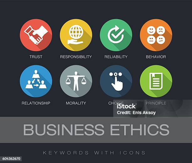 Business Ethics Keywords With Icons Stock Illustration - Download Image Now - Icon Symbol, Check Mark, Reliability