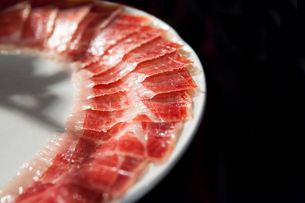 istock decorated arrangement of iberian cured ham on plate 604366404
