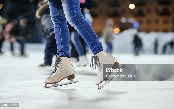 The Girl On The Figured Skates Stock Photo - Download Image Now - Ice-skating, Ice, Fun