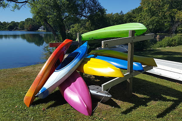 istock Colorful recreational kayaks 604369638