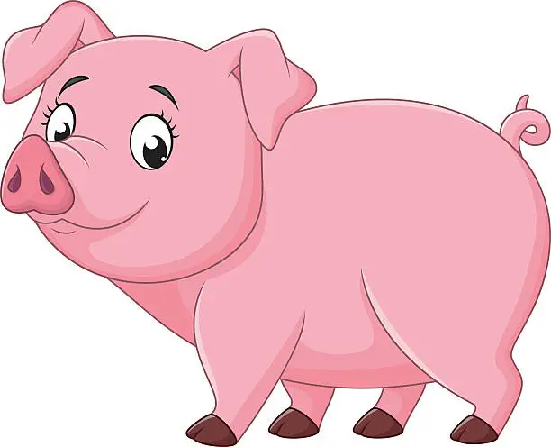 Vector illustration of Cartoon happy pig isolated on white background