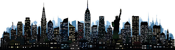 new york (alle abgeschlossen, beweglichen, detaillierte gebäude) - new york city stock-grafiken, -clipart, -cartoons und -symbole