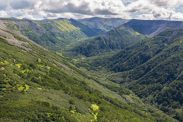 istock Kronotsky Nature Reserve on Kamchatka Peninsula. View from helicopter. 604371500