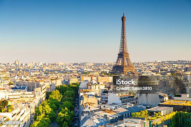 Cityscape Of Paris By The Sunset Stock Photo - Download Image Now - Paris - France, Eiffel Tower - Paris, France