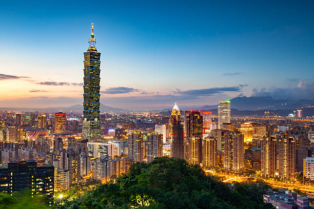 Skyline of Taipei city stock photo