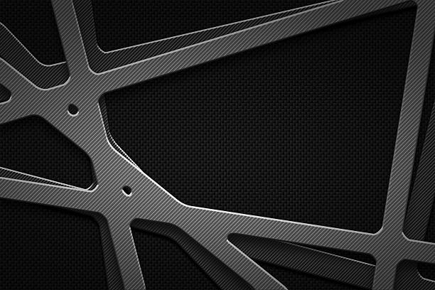 istock gray carbon fiber frame on black carbon background. metal backgr 604375602