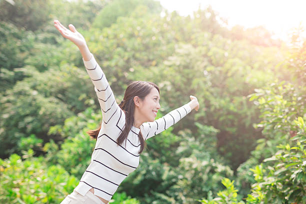 istock beauty woman make free gesture 604375698