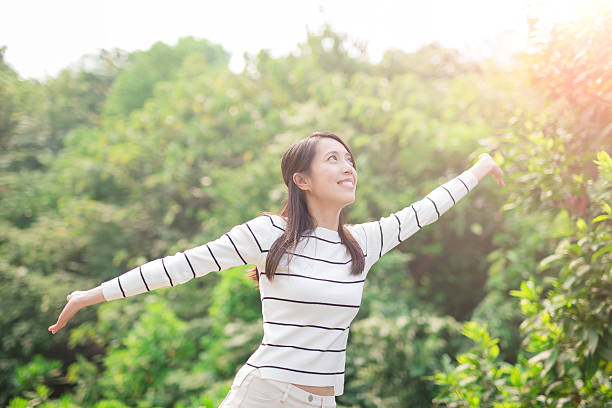 istock beauty woman make free gesture 604375712
