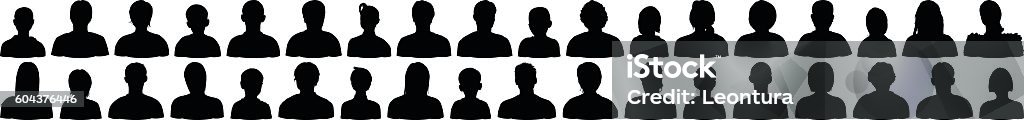 Highly Detailed Heads and Shoulders Highly detailed heads and shoulders. In Silhouette stock vector