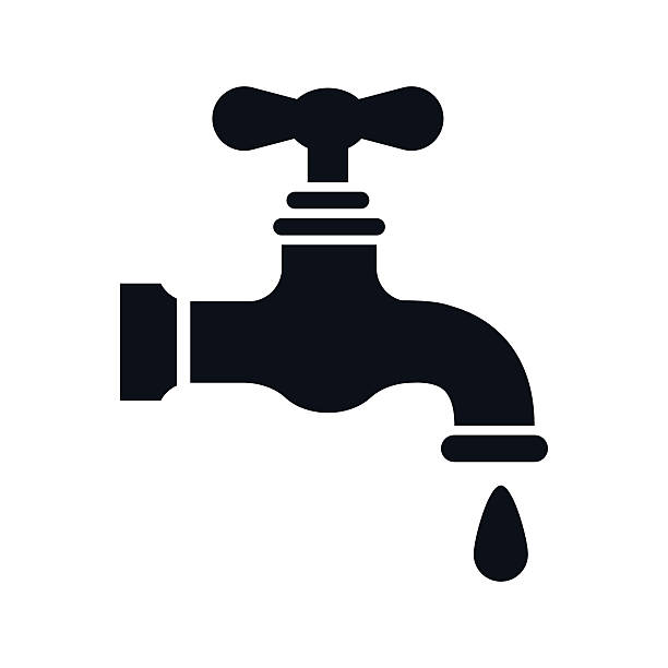 Water Faucet Icon - VECTOR Water faucet or water tap with water droplet flat graphic icon vector illustration drinking water illustrations stock illustrations