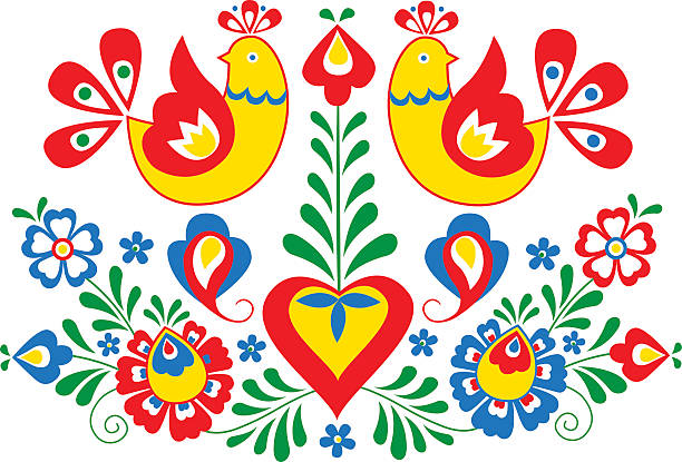Moravian folk ornament vector art illustration