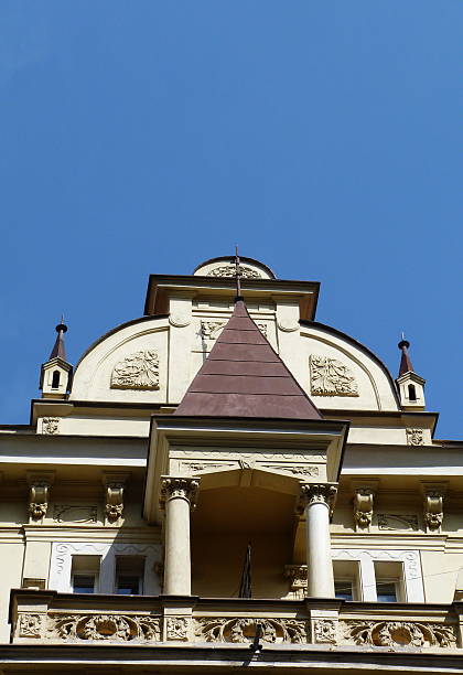 istock Pediment of a building typical of Prague 604754680