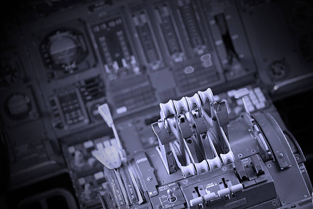 istock Different meters and displays in an old plane 604755660
