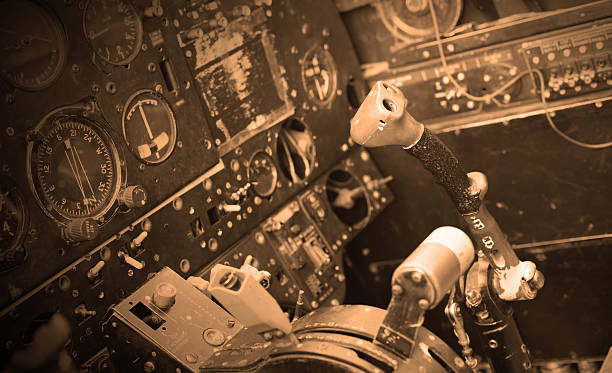 istock Center console and throttles in airplane 604756730