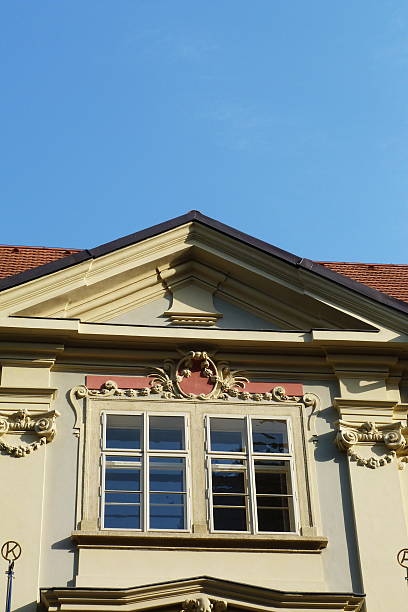 istock Pediment of a building typical of Prague 604757628