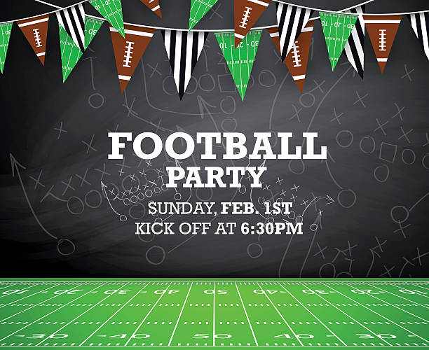 football-party-einladung  - blackboard green learning chalk stock-grafiken, -clipart, -cartoons und -symbole