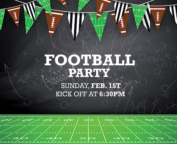 Football party invitation Illustration contains a transparency blends/gradients. Additional .aiCS6 included. EPS 10 american football game plan stock illustrations