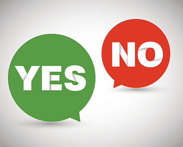 origami yes no concept origami yes no, speech bubble concept tick off stock illustrations