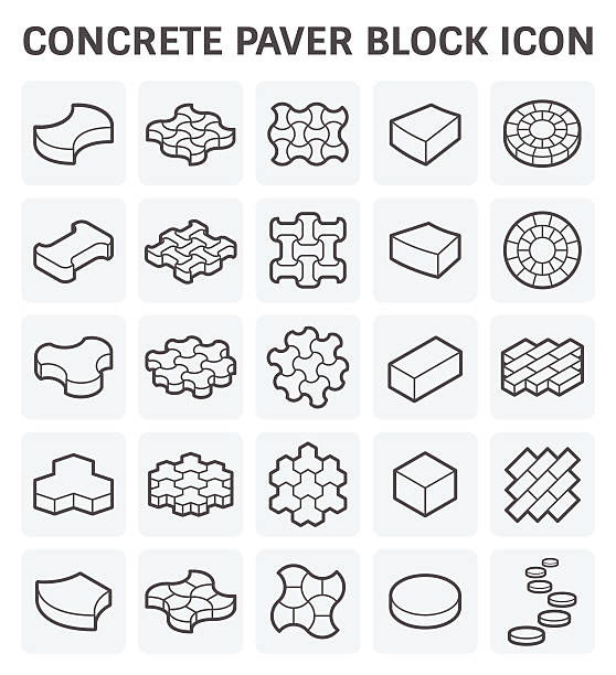 значок paver block - тротуар stock illustrations