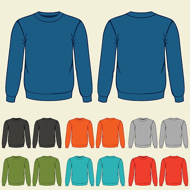 Set of colored sweatshirts templates for men Set of colored sweatshirts templates for men. cardigan clothing template fashion stock illustrations
