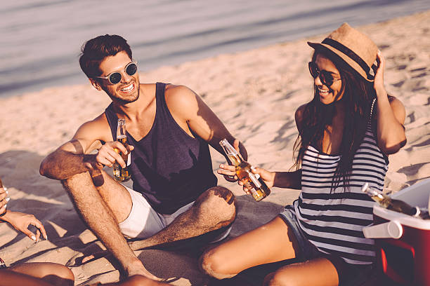 istock Beach party with friends. 604821756