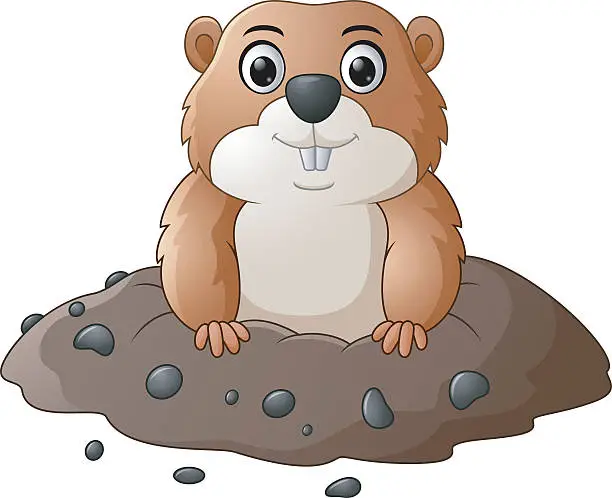 Vector illustration of Cartoon funny groundhog