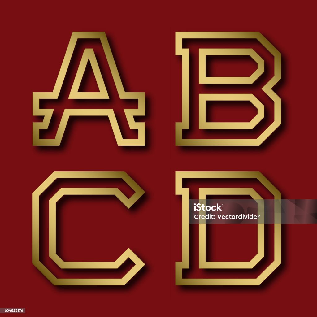 Abcd Gold Angular Letters With Shadow Stock Illustration - Download ...