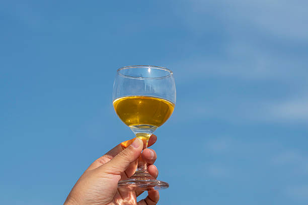Chilled white wine on beach