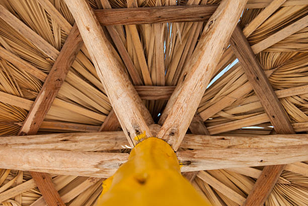 istock Palm leaf umbrella on a Cuban beach, Cuba 604823434