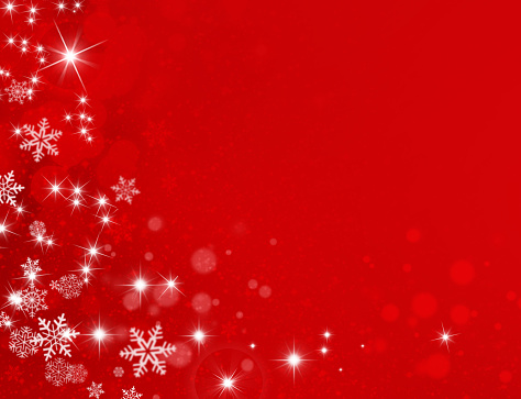 Ornamental red background with snowflakes, stars and soft lights