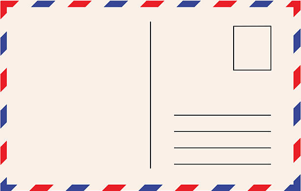 ilustrações de stock, clip art, desenhos animados e ícones de post card template vector illustration - postage stamp backgrounds correspondence delivering