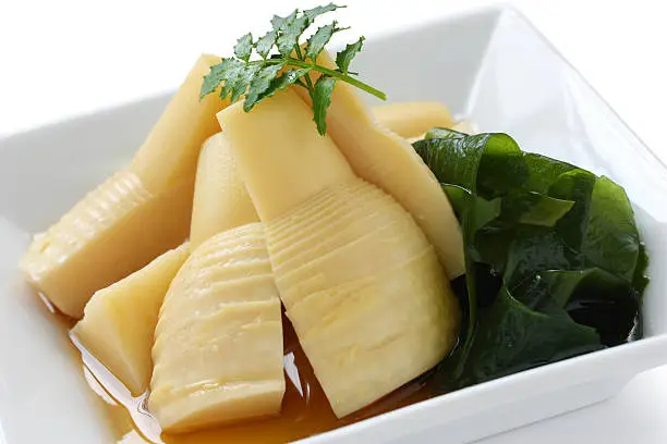 Photo of simmered young bamboo shoots, japanese cuisine