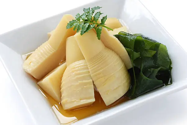 Photo of simmered young bamboo shoots, japanese cuisine