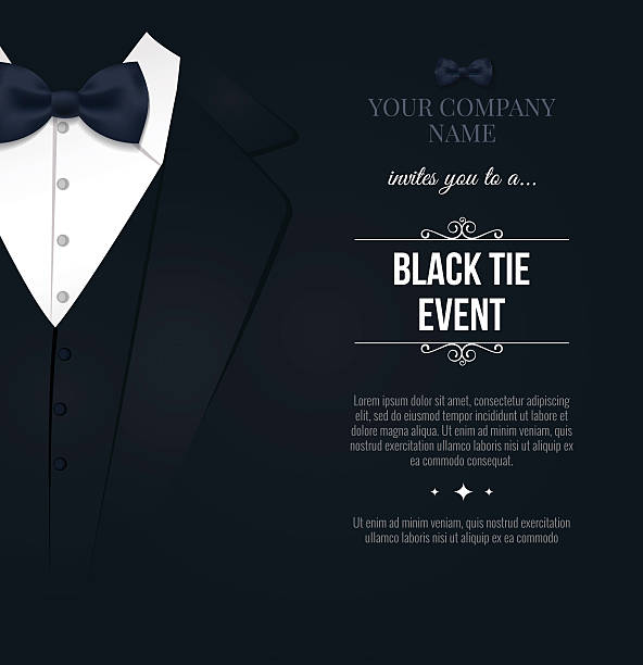 ilustraciones, imágenes clip art, dibujos animados e iconos de stock de invitación al evento black tie - formal