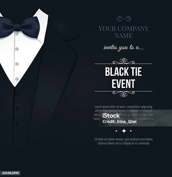 Black Tie Event Invitation Stock Illustration - Download Image Now - Formalwear, Invitation, Gala