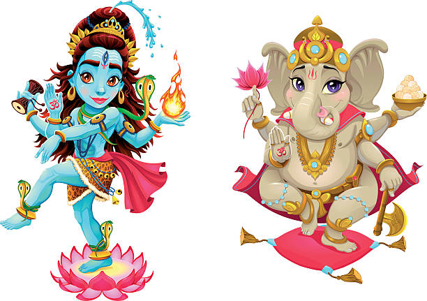 Representation Of Hindu Gods Shiva And Ganesha Stock Illustration -  Download Image Now - Ganesha, Shiva, Vector - iStock